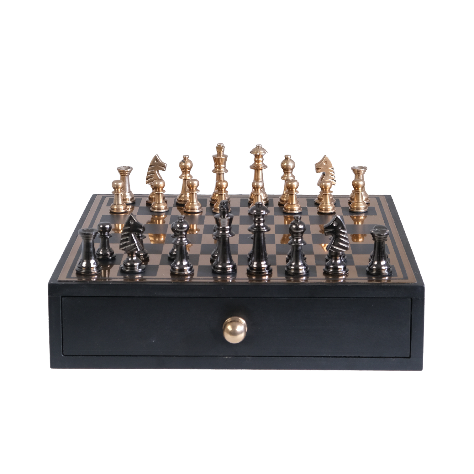 Çekmeceli Siyah & Altın Satranç Seti