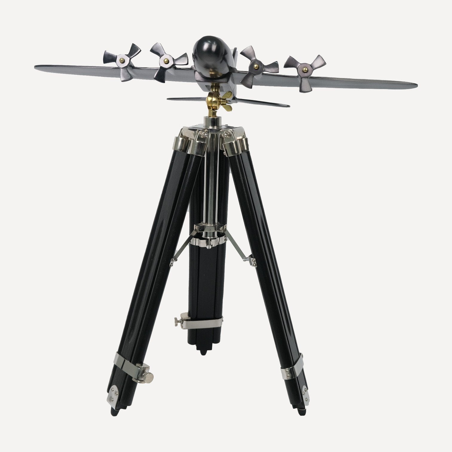 Antik Gümüş Tripod Uçak Dekoru 65cm
