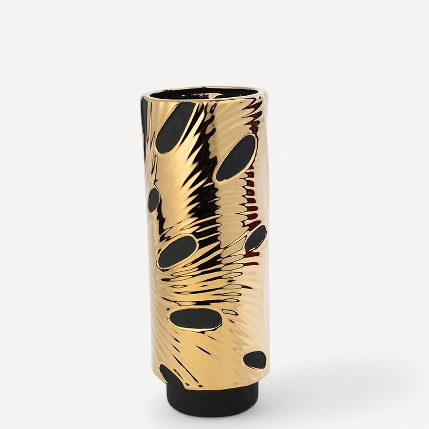 Gold Siyah Porselen Küçük Vazo