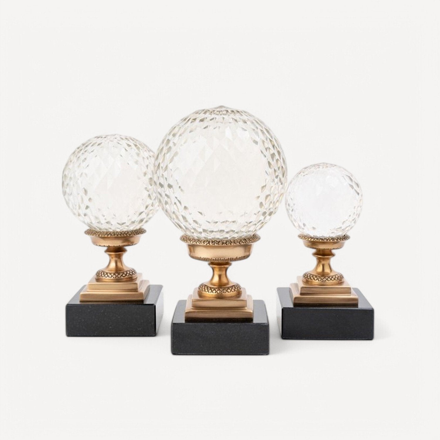 Mermer Tabanlı altın Renk Dekoratif 3Lü Toplar