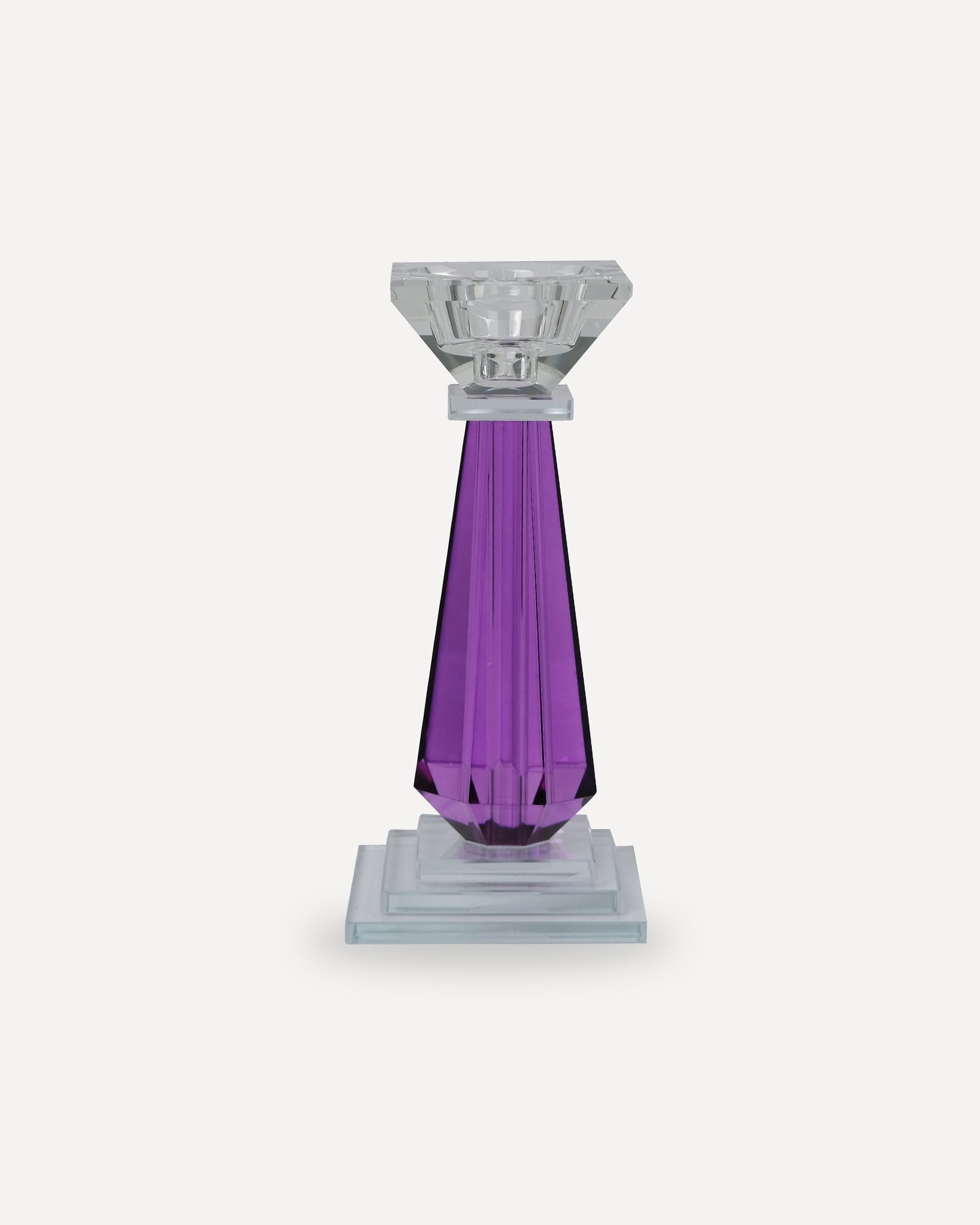 Kristal Mor Şamdan 21cm