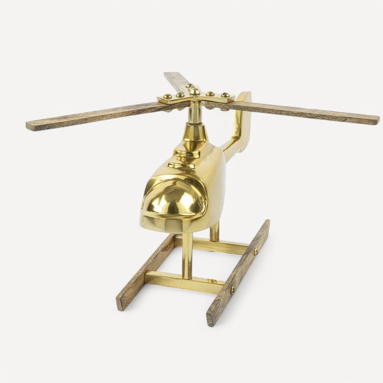 Altın & Ahşap Dekoratif Helikopter