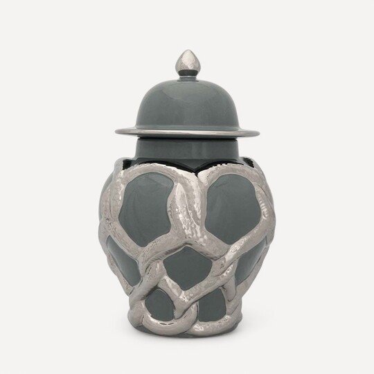 Silver Kabartmalı Gri Küp Küçük