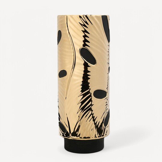 Gold Siyah Porselen Vazo Büyük