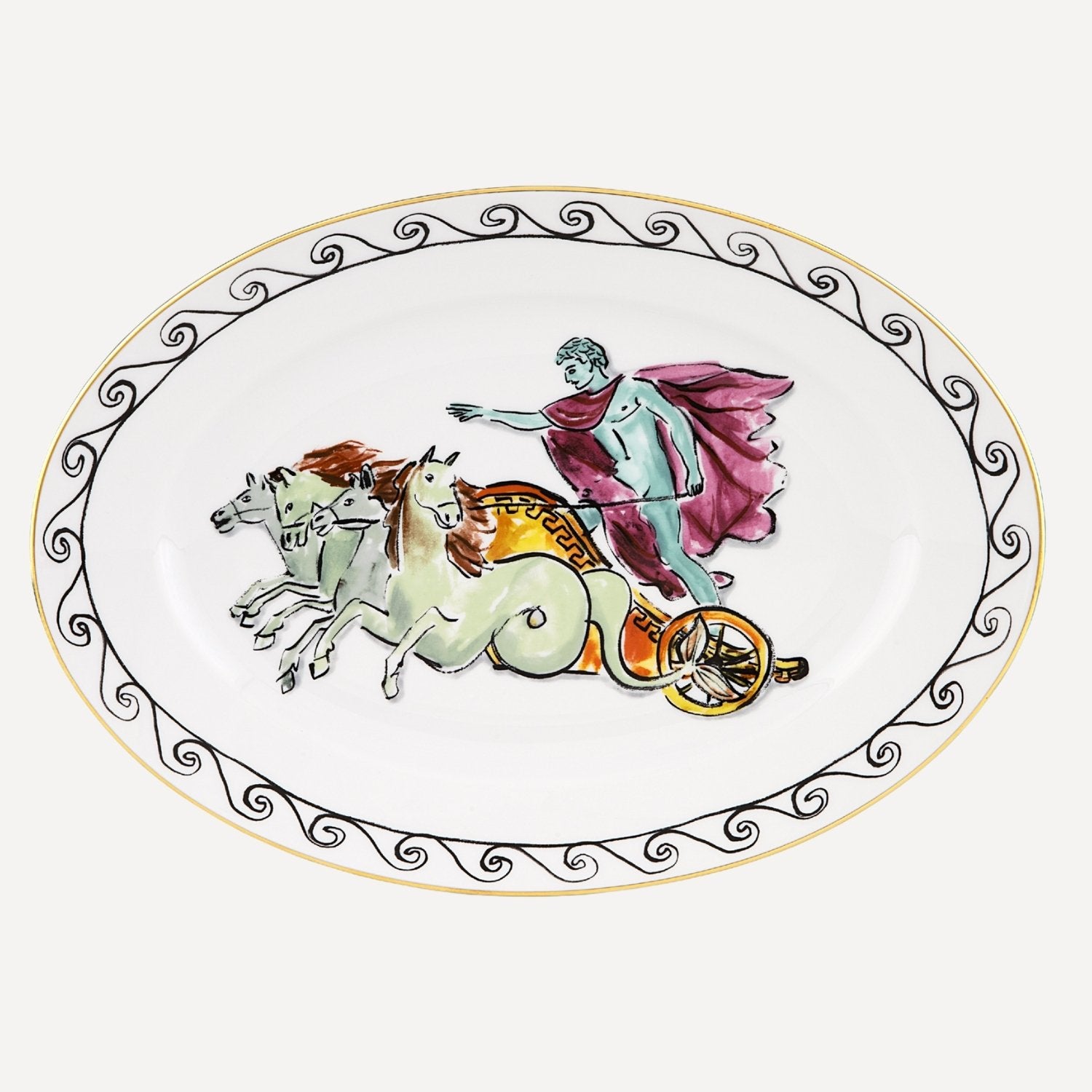 Il Viaggio Di Nettuno Büyük Beyaz Oval Tabak